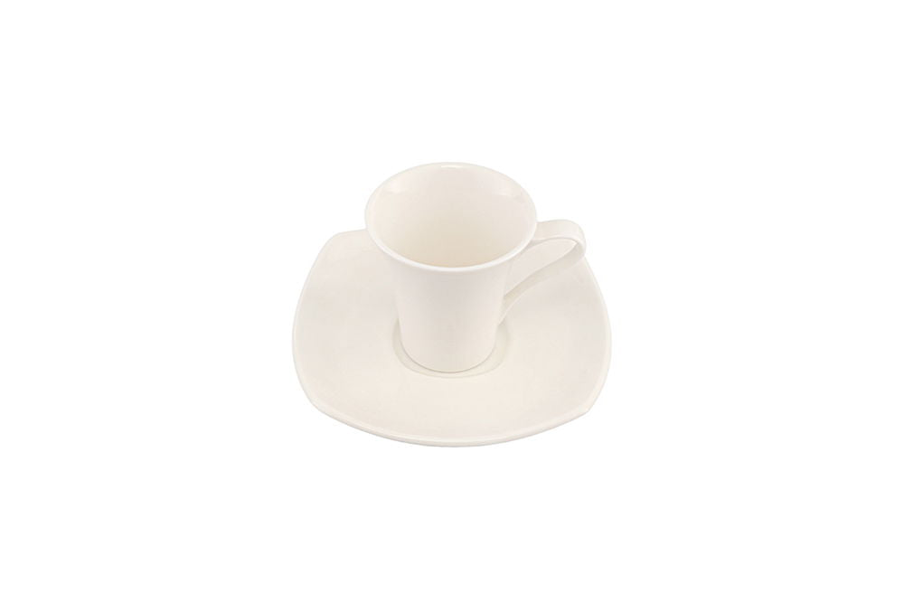 PORLAND KVADRATLI AĞ ÇAY FİNCANI VƏ NƏBİQ 16 SM