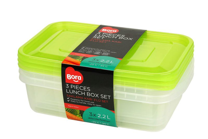 Saklama Kabı Dikdörtgen Sığ 3'lü Set 2,2lt