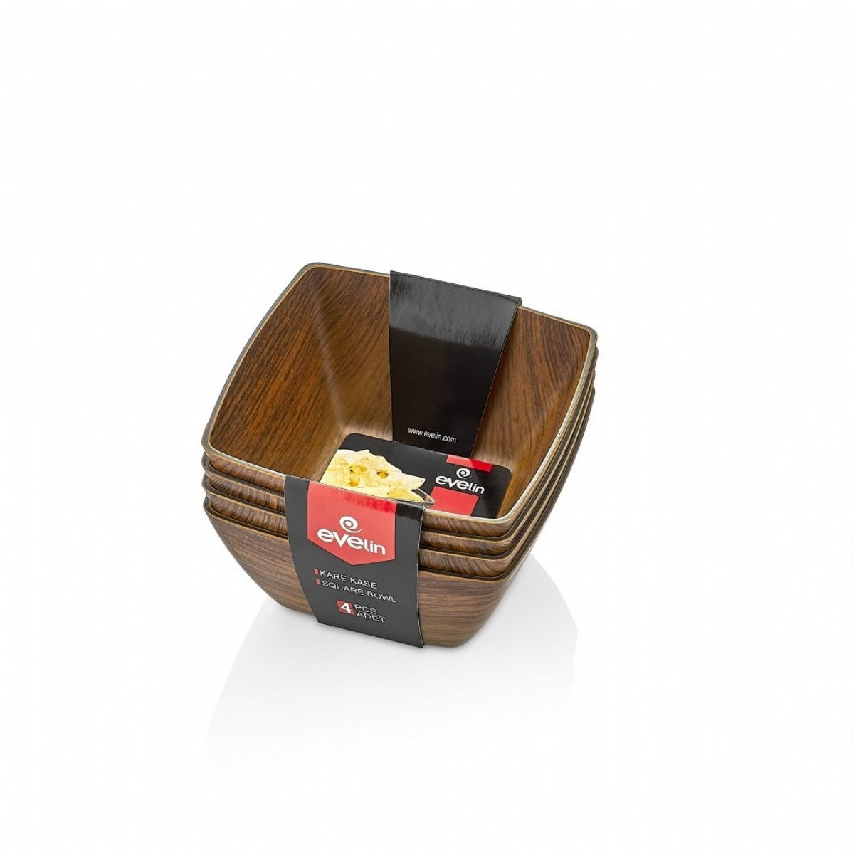EVELİN SMALL 4 LÜ KARE KASE SETİ 12X12X9 CM