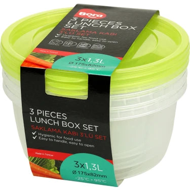 Yuvarlak Saklama Kabı 175*85 1300 ML 3'lü Set