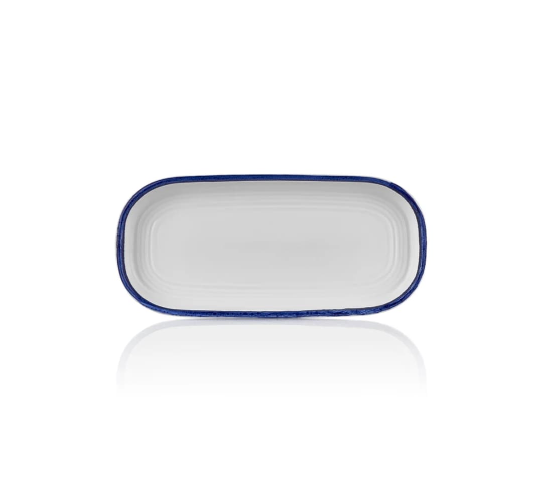 Helix Navy Blue Rölyefli 34 cm Oval Tabak 34*23 cm