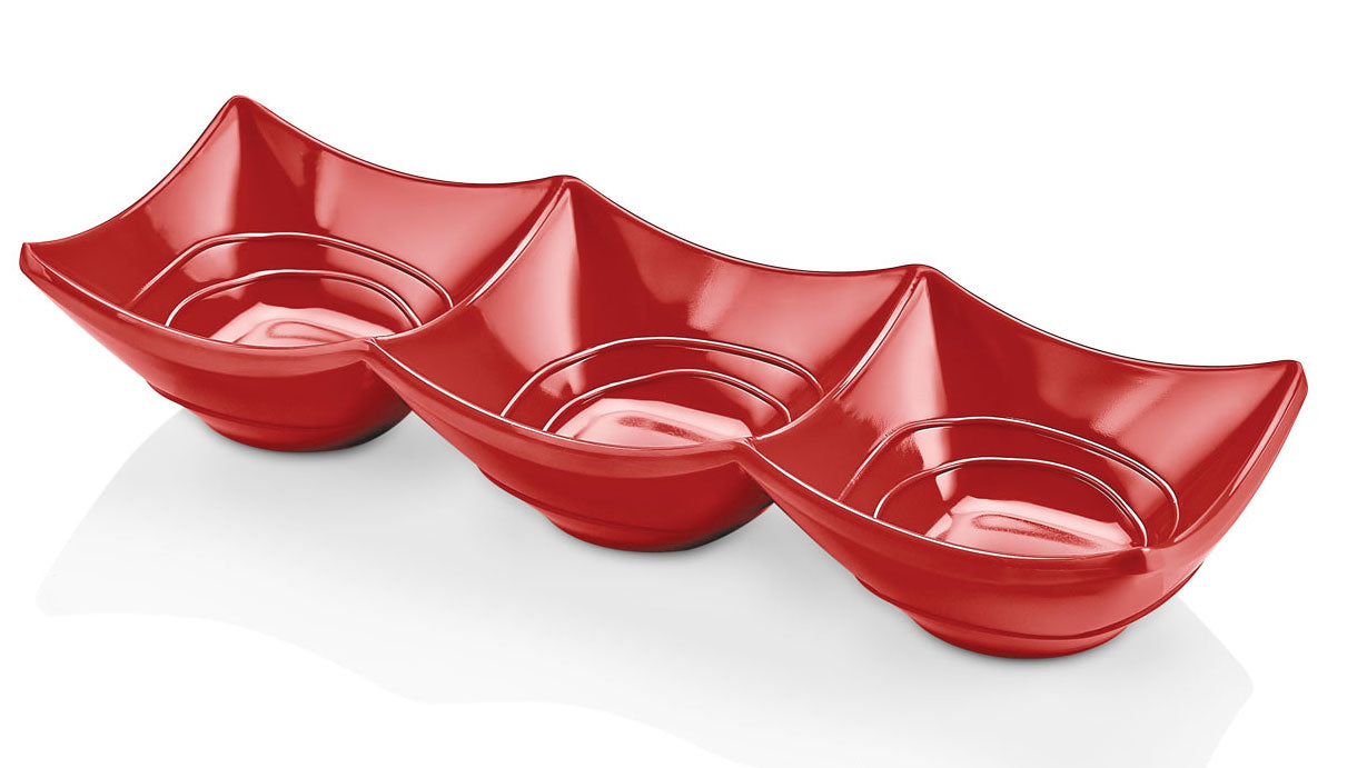 FORMEL 3 GÖZLÜ SOSLUK 24X8CM-H:4CM KIRMIZI